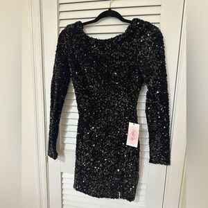 NWT Crystal Sky Black Sequin Dress, Size Small